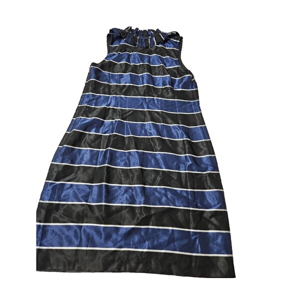 Banana Republic Petite 12P Striped Sleeveless Dress Blue Black Made in Turkey - Picture 2 of 8
